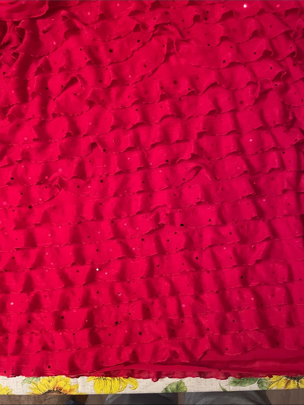 Notations Bright Red Ruffle long Sleeve Top - Picture 6 of 6